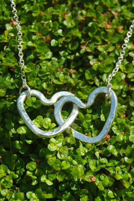 Interlocking hearts silver necklace Irish gift